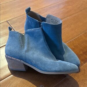 Dr. Scholl's Grey Leather Suede Ankle Booties Size 8 Genuine Leather